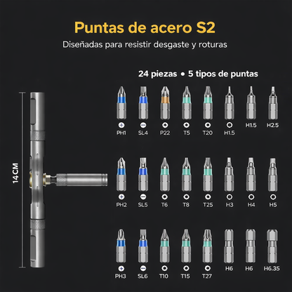 Destornillador Magnetico con Trinquete 24 en 1 - TorqueX™