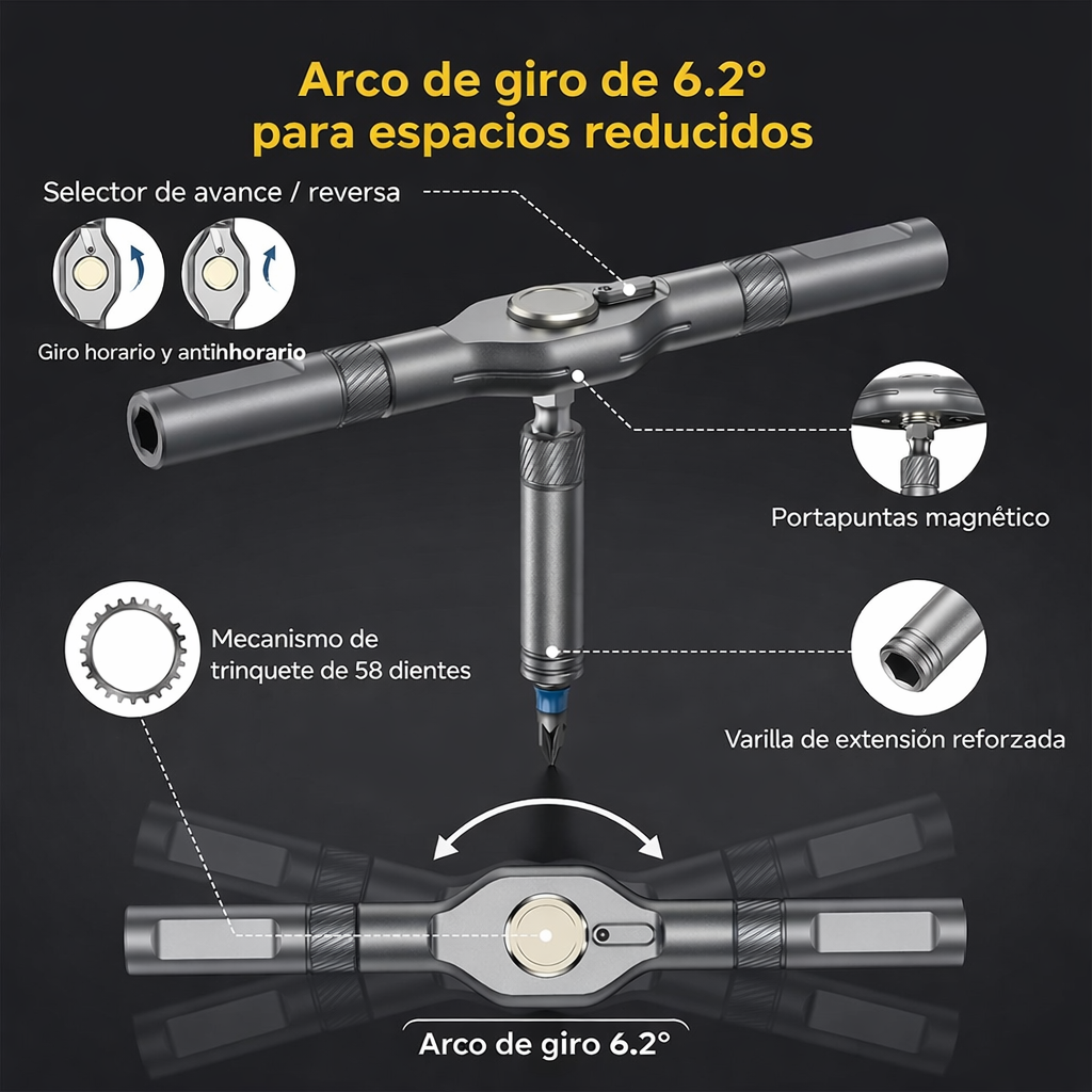 Destornillador Magnetico con Trinquete 24 en 1 - TorqueX™